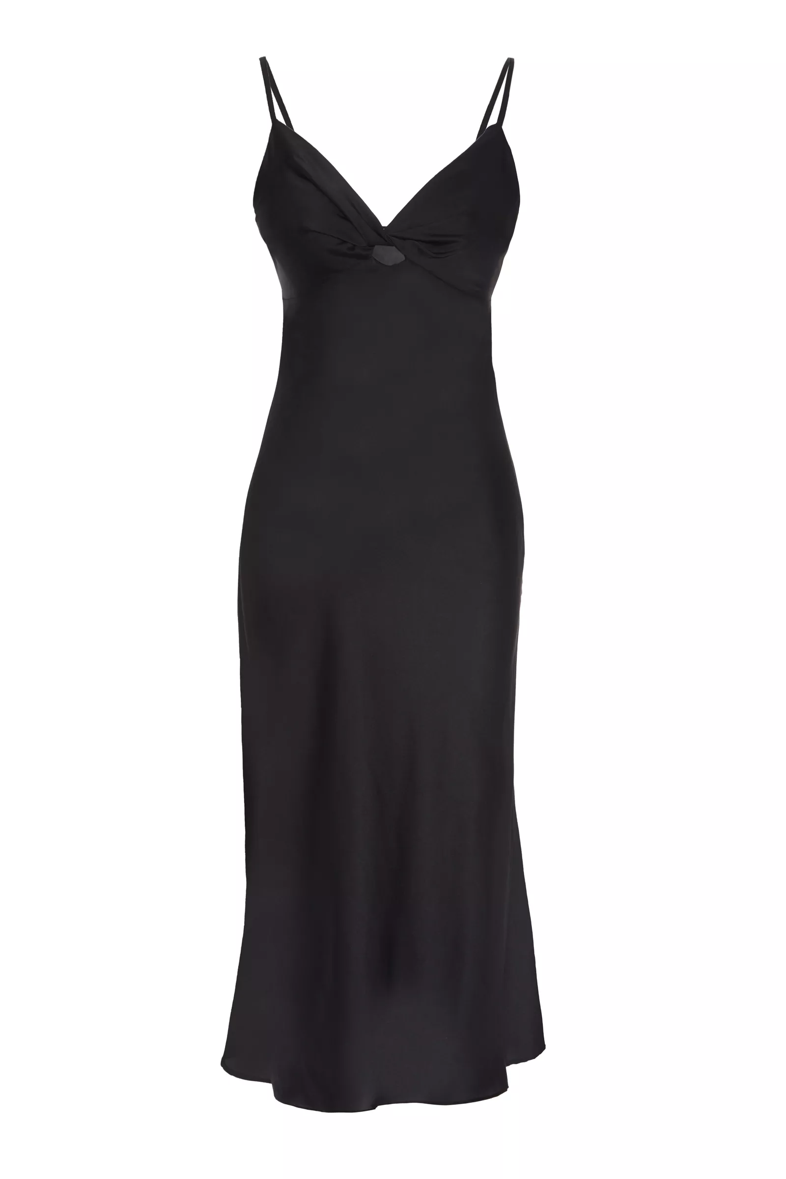 Black Satin Sleeveless Maxi Dress