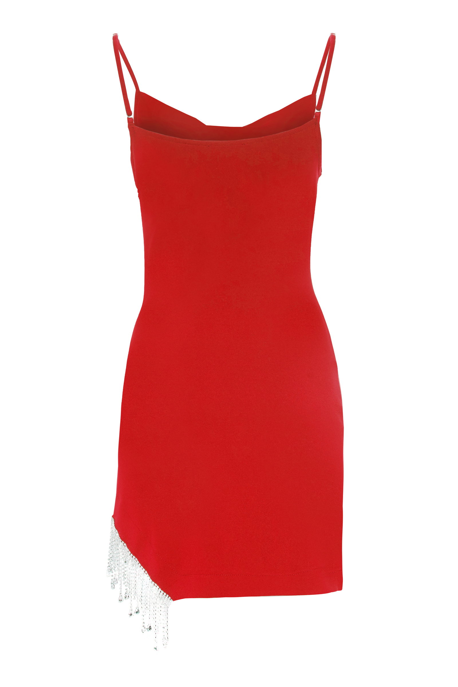 Kırmızı Plus Size Crepe Sleeveless Mini Dress