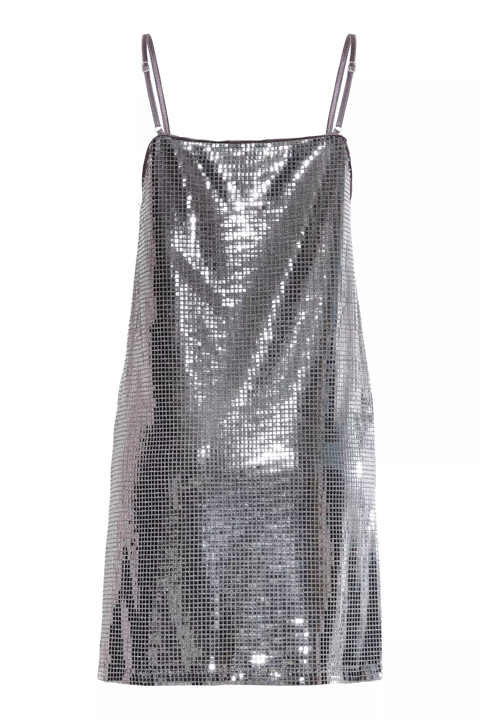 Gray Sequined Sleeveless Mini Dress