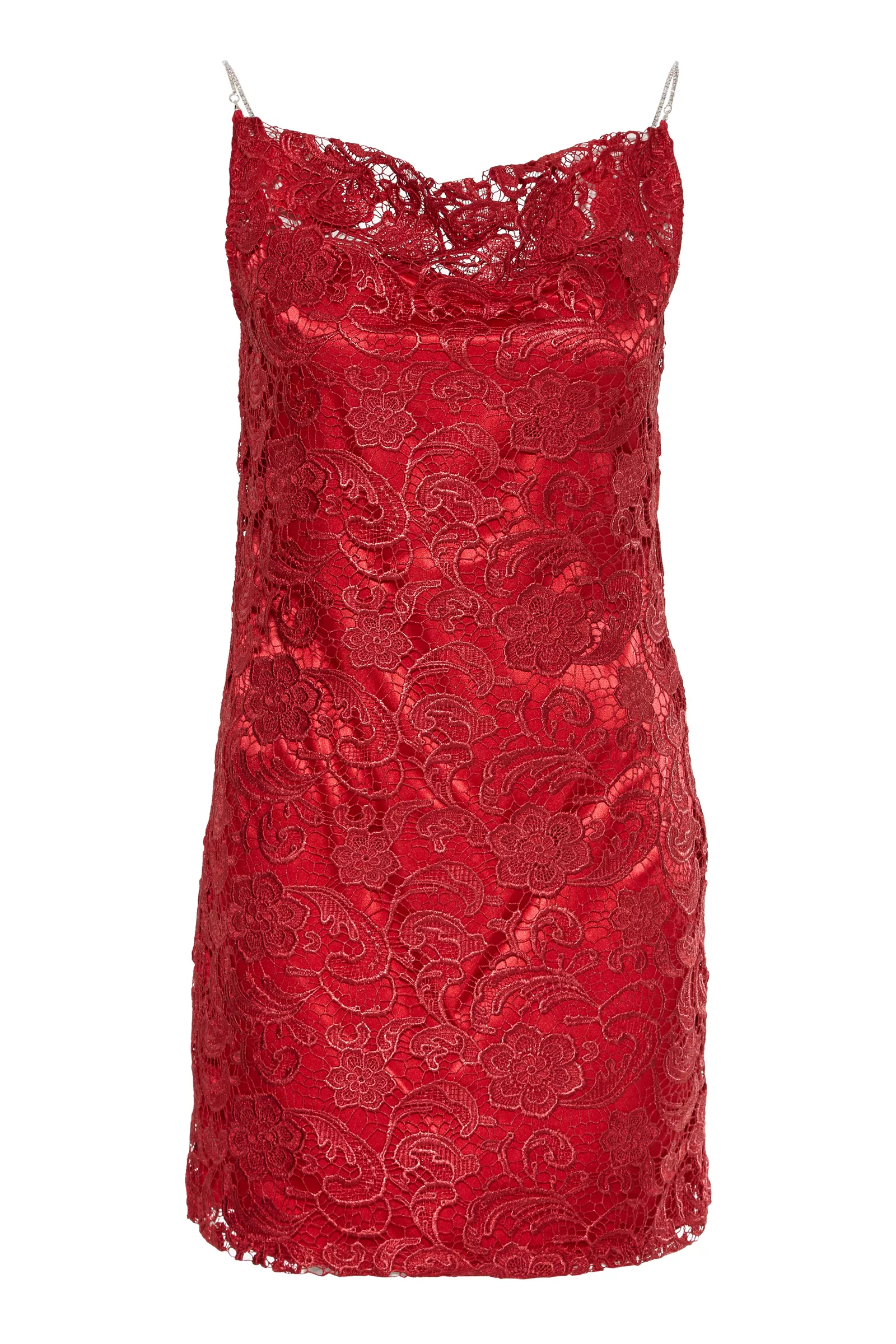 Red lace sleeveless mini dress