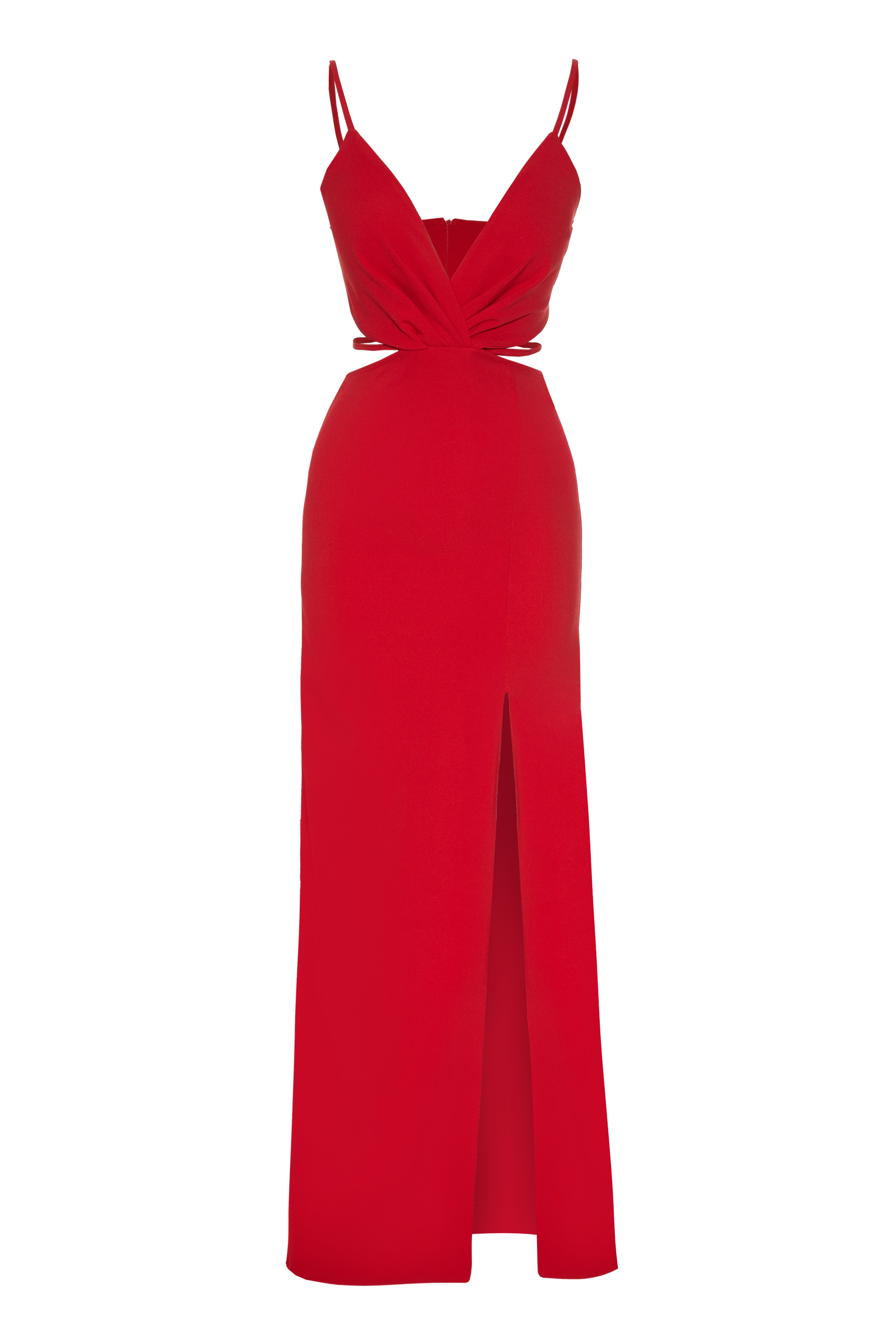 Red Plus Size Crepe Sleeveless Maxi Dress