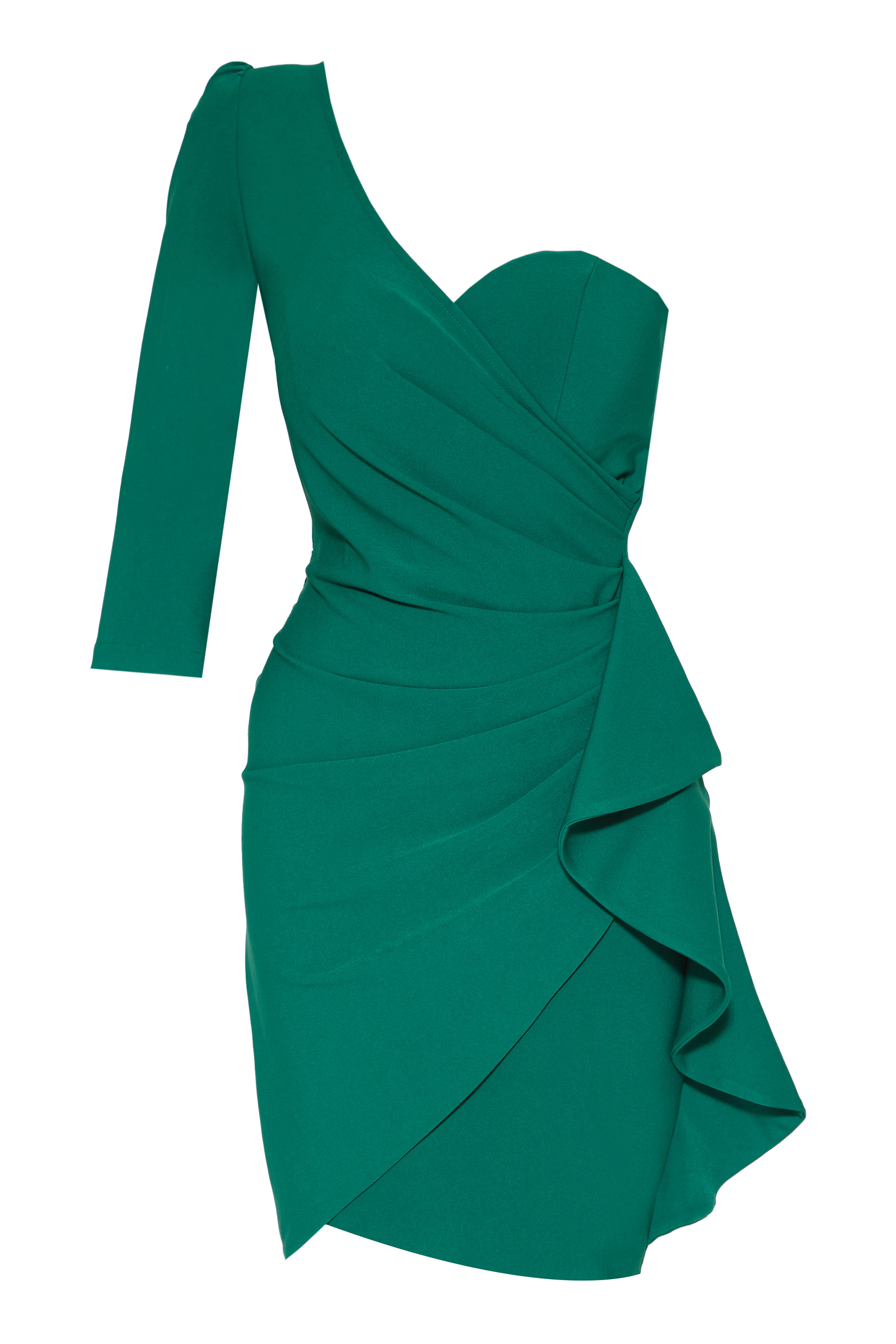 Dark Green Plus Size Crepe Mini Dress
