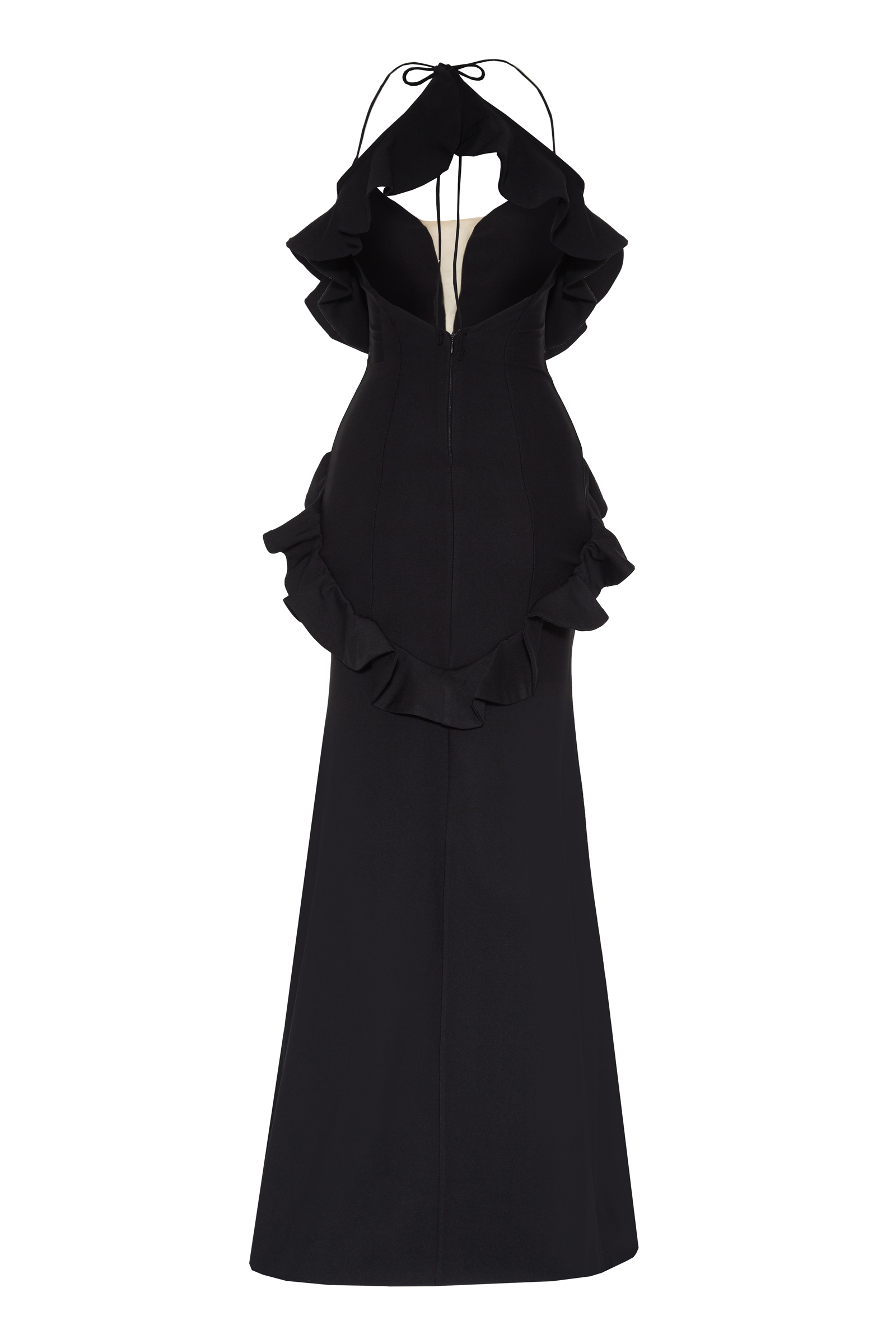 Black Crepe Sleeveless Uzun Dress