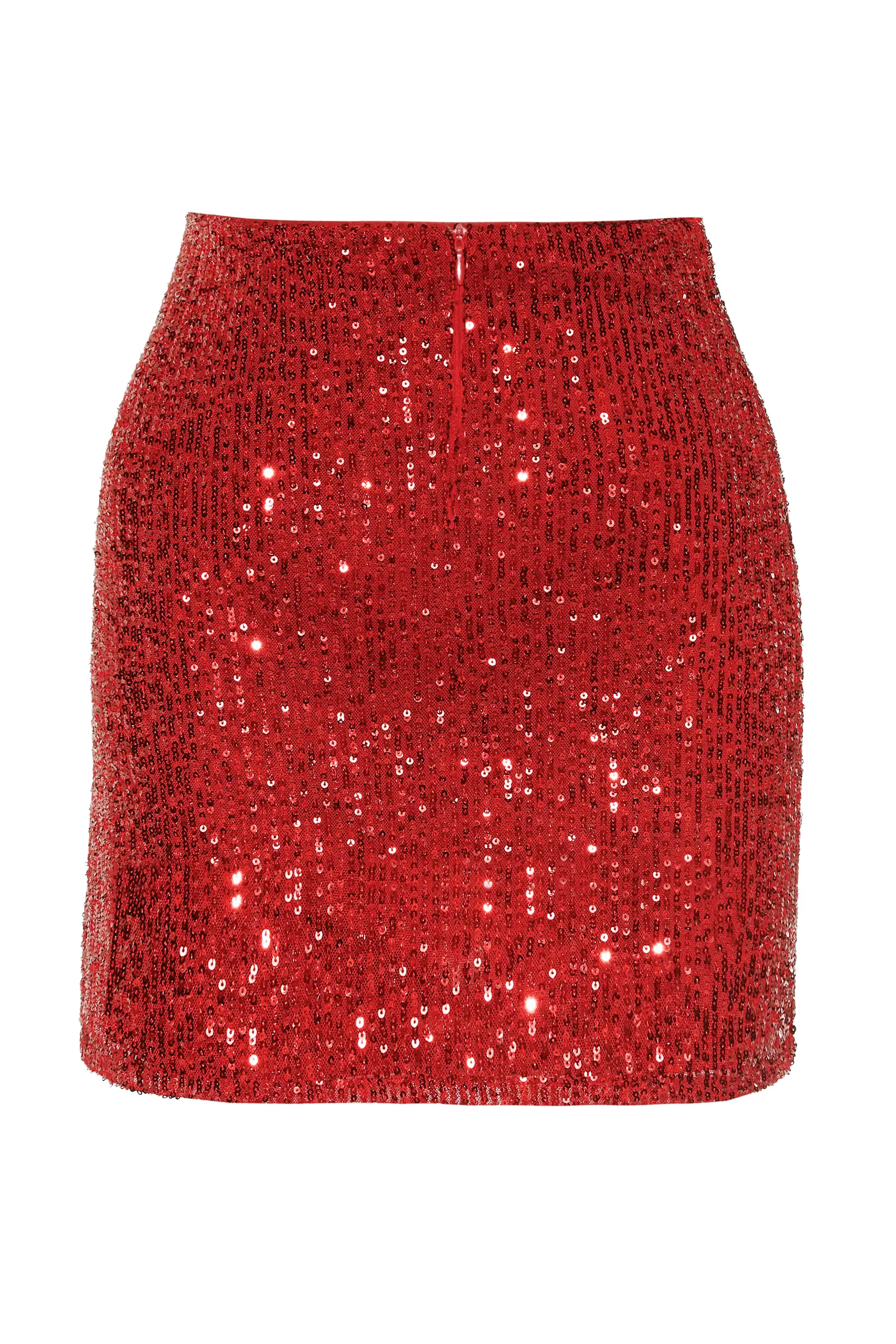 Red Sequined Mini Skirt-930083-013 | Fall 21 | KeiKei
